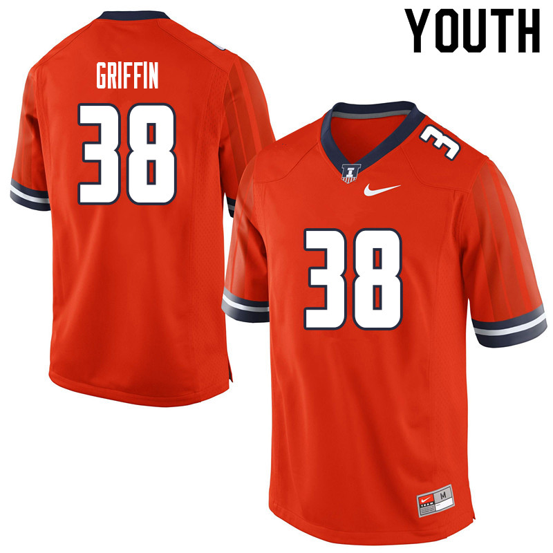 Youth #38 Caleb Griffin Illinois Fighting Illini College Football Jerseys Sale-Orange